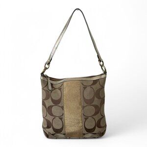 Vintage Coach Signature Metallic Gold Hobo Bag